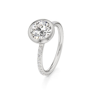 Classic Prong Set Bezel Emerald Engagement Ring