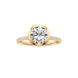 Classic Prong Set Bezel Emerald Engagement Ring