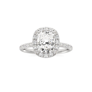 Classic Prong Set Halo Emerald Engagement Ring