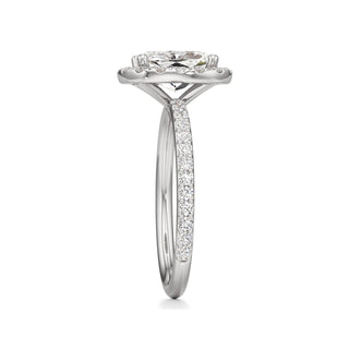 Classic Prong Set Halo Emerald Engagement Ring