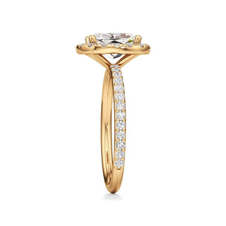 Classic Prong Set Halo Emerald Engagement Ring