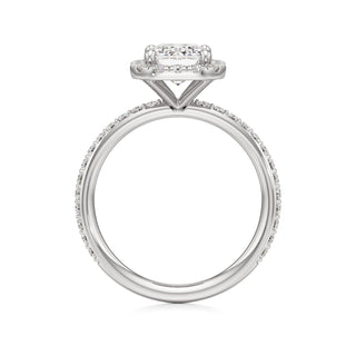Classic Prong Set Halo Emerald Engagement Ring