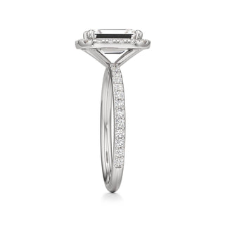 Classic Prong Set Halo Emerald Engagement Ring