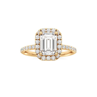 Classic Prong Set Halo Emerald Engagement Ring
