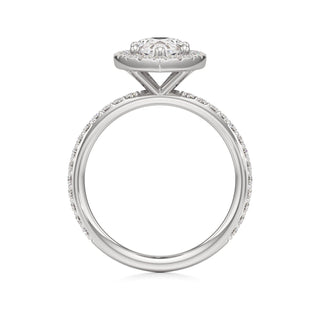 Classic Prong Set Halo Emerald Engagement Ring