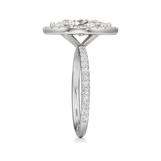 Classic Prong Set Halo Emerald Engagement Ring