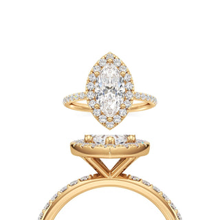 Classic Prong Set Halo Marquise Engagement Ring