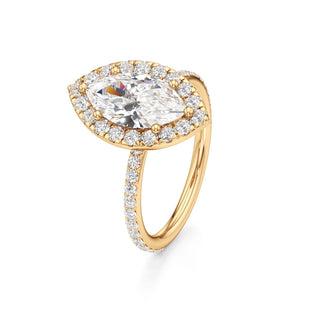 Classic Prong Set Halo Emerald Engagement Ring