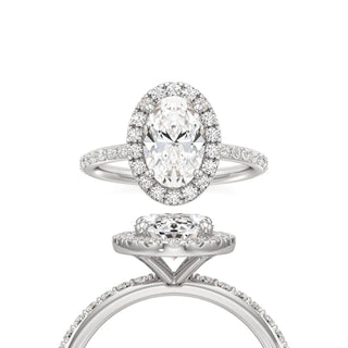 Classic Prong Set Halo Oval Engagement Ring