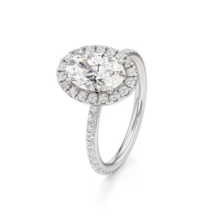 Classic Prong Set Halo Emerald Engagement Ring