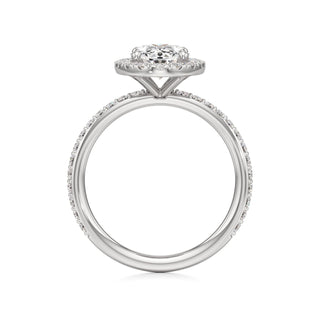 Classic Prong Set Halo Emerald Engagement Ring