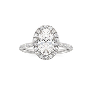 Classic Prong Set Halo Emerald Engagement Ring