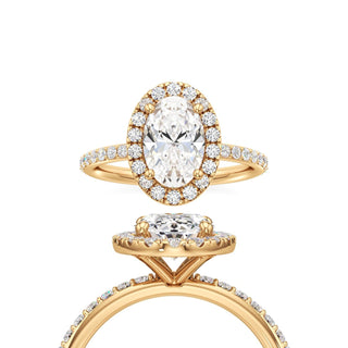 Classic Prong Set Halo Oval Engagement Ring