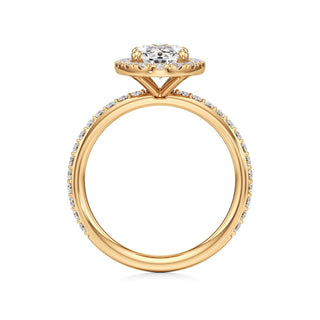 Classic Prong Set Halo Emerald Engagement Ring