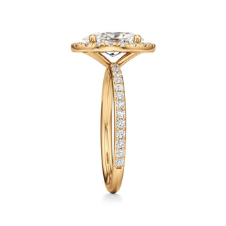 Classic Prong Set Halo Emerald Engagement Ring