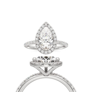 Classic Prong Set Halo Pear Engagement Ring