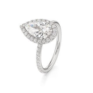 Classic Prong Set Halo Emerald Engagement Ring