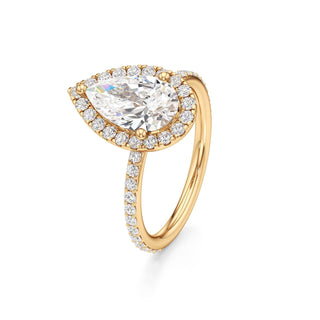 Classic Prong Set Halo Emerald Engagement Ring
