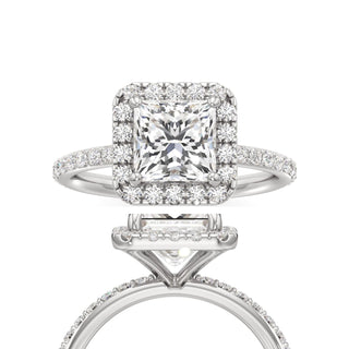 Classic Prong Set Halo Princess Engagement Ring