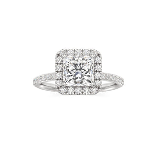 Classic Prong Set Halo Emerald Engagement Ring