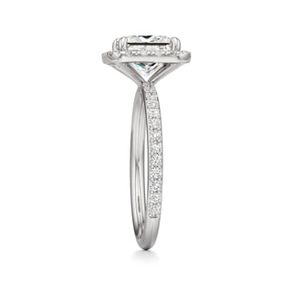 Classic Prong Set Halo Emerald Engagement Ring