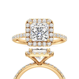 Classic Prong Set Halo Princess Engagement Ring