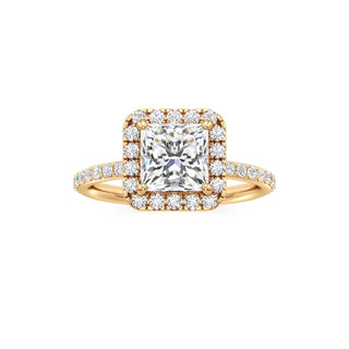 Classic Prong Set Halo Emerald Engagement Ring