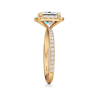Classic Prong Set Halo Emerald Engagement Ring