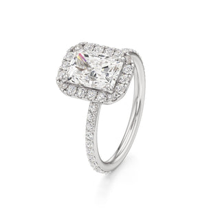 Classic Prong Set Halo Emerald Engagement Ring