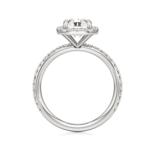 Classic Prong Set Halo Emerald Engagement Ring