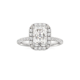 Classic Prong Set Halo Emerald Engagement Ring