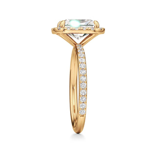 Classic Prong Set Halo Emerald Engagement Ring