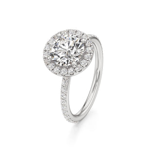 Classic Prong Set Halo Emerald Engagement Ring