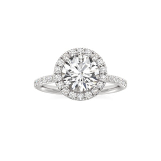 Classic Prong Set Halo Emerald Engagement Ring