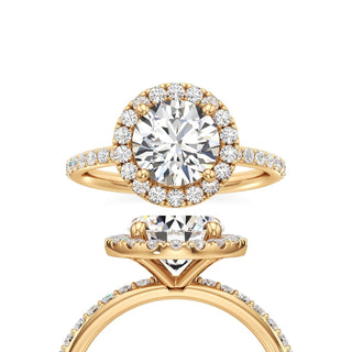 Classic Prong Set Halo Round Engagement Ring