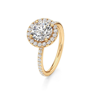 Classic Prong Set Halo Emerald Engagement Ring
