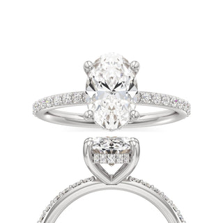 Classic Prong Set Hidden Halo Radiant Engagement Ring