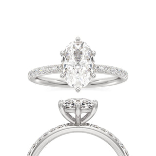 Classic Prong Set Six Prong Elongated Cushion Engagement Ring