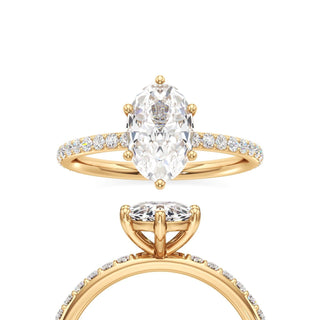 Classic Prong Set Six Prong Elongated Cushion Engagement Ring