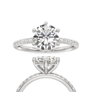 Classic Prong Set Six Prong Elongated Cushion Engagement Ring