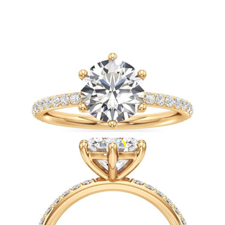 Classic Prong Set Six Prong Elongated Cushion Engagement Ring