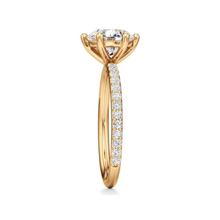 Classic Prong Set Six Prong Elongated Cushion Engagement Ring
