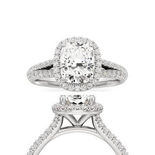 Clio Elongated Cushion Halo with Split Diamond Band