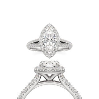 Clio Marquise Halo with Split Diamond Band