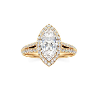 Clio Marquise Halo with Split Diamond Band