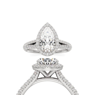 Clio Pear Halo with Split Diamond Band