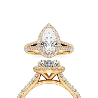 Clio Pear Halo with Split Diamond Band