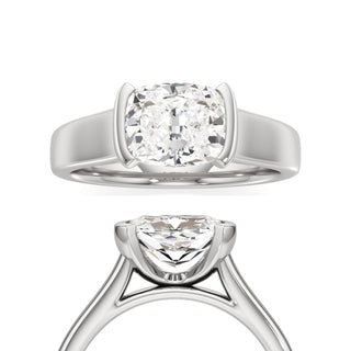 Cyra Elongated Cushion Half Bezel Wide Band