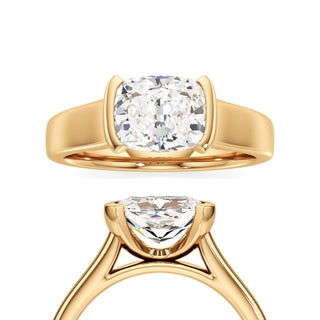 Cyra Elongated Cushion Half Bezel Wide Band