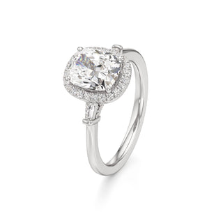 Eirlys Round Halo with Baguette Side Stones